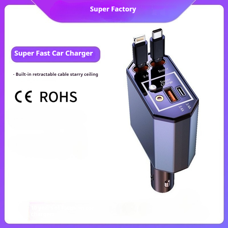 120W Car Charger with Telescop - đánh giá và giá Fast Charging Cable