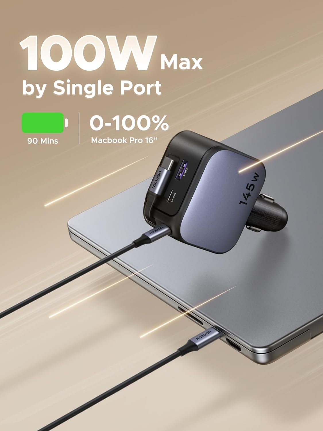 UGREEN 145W 3C1A Retractable C - đánh giá và giá Fast Charging Cable