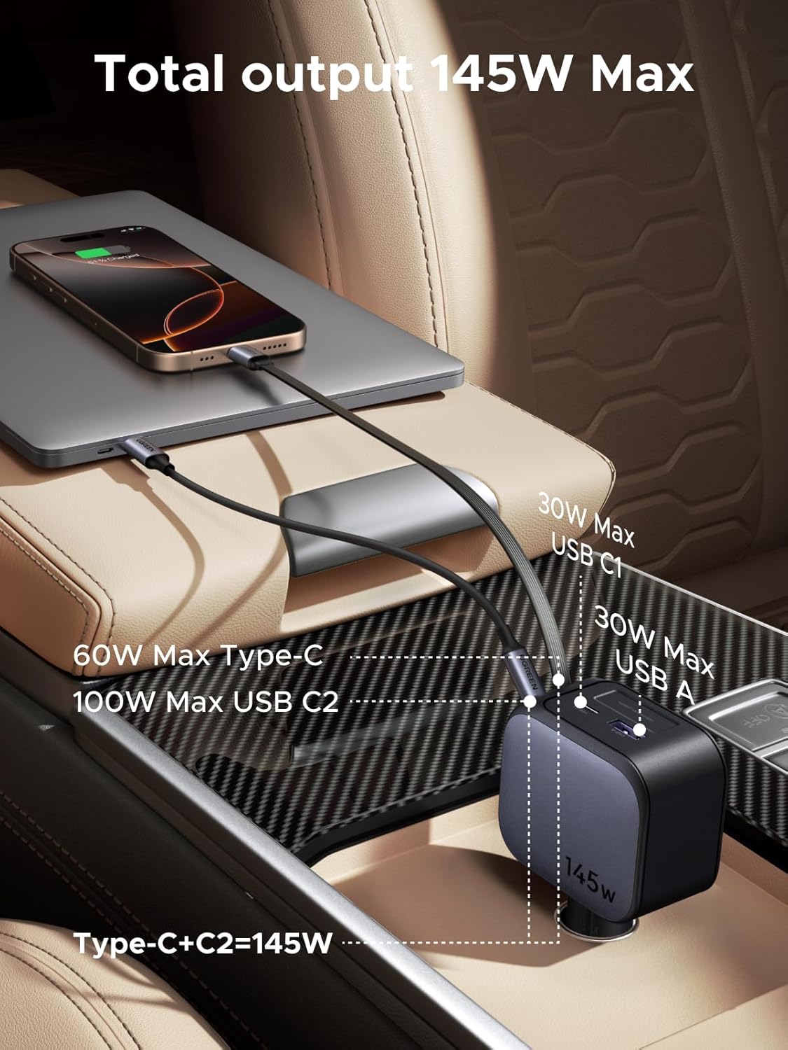 UGREEN 145W 3C1A Retractable C - đánh giá và giá Fast Charging Cable