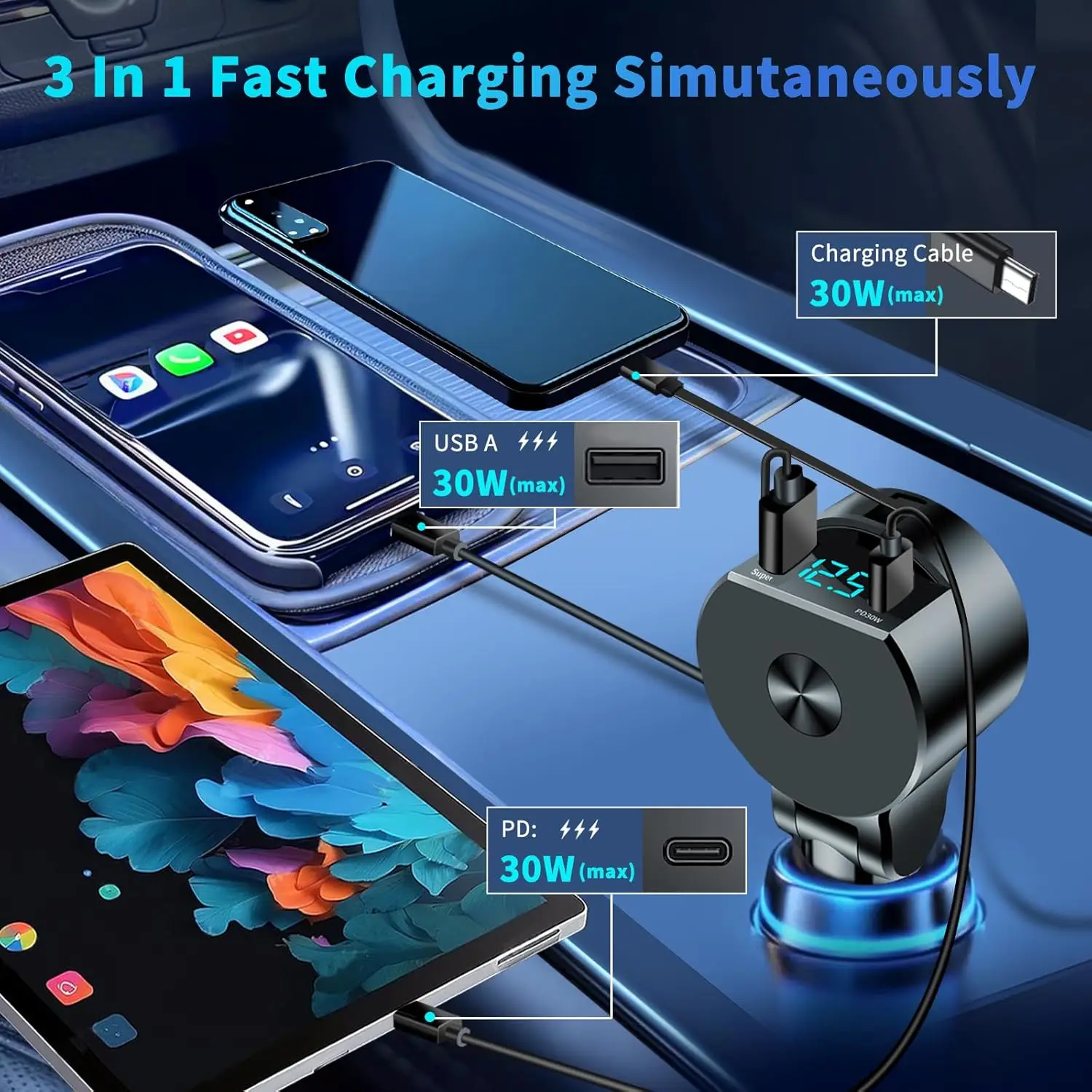 Upgraded Retractable Car Charg - đánh giá và giá Fast Charging Cable