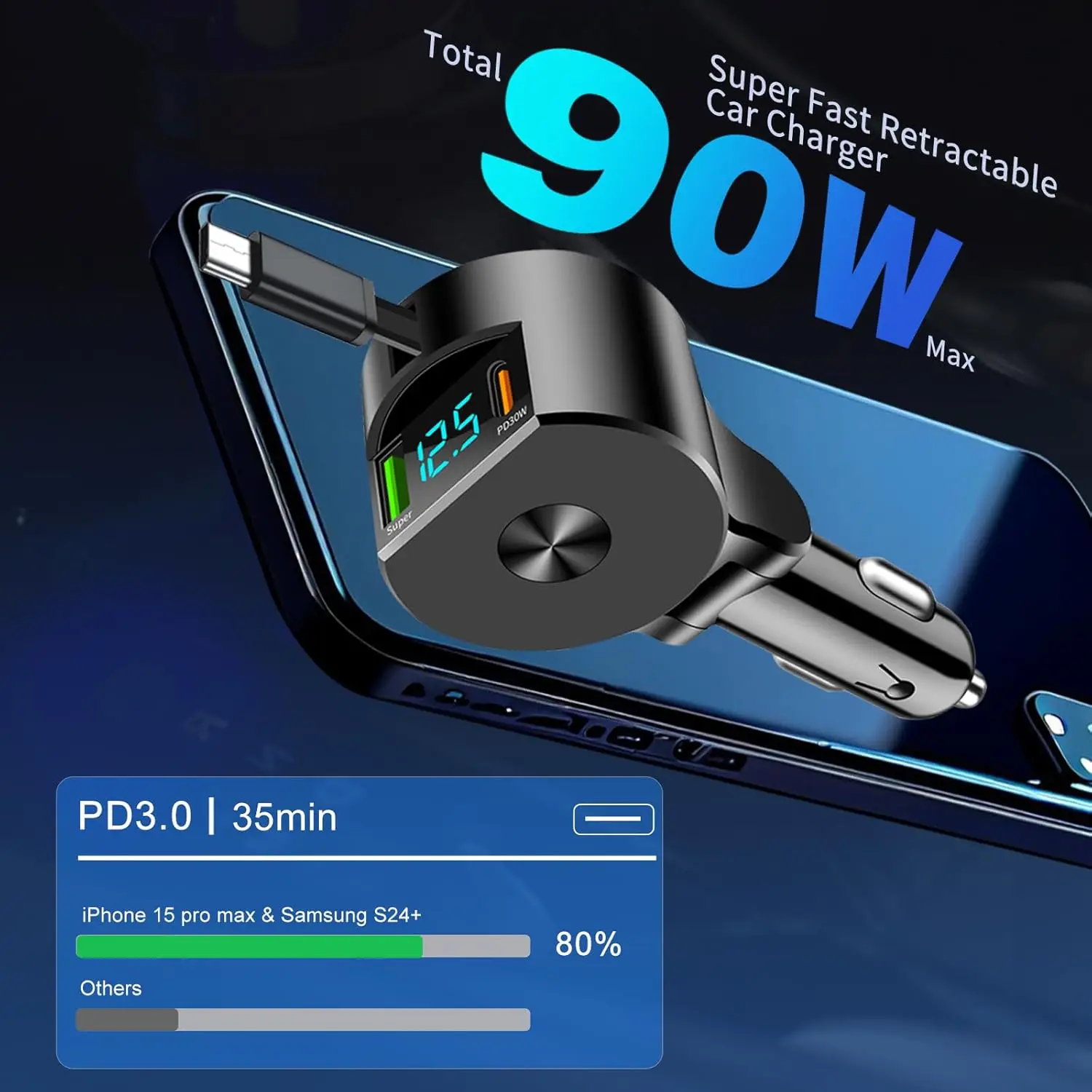 Upgraded Retractable Car Charg - đánh giá và giá Fast Charging Cable