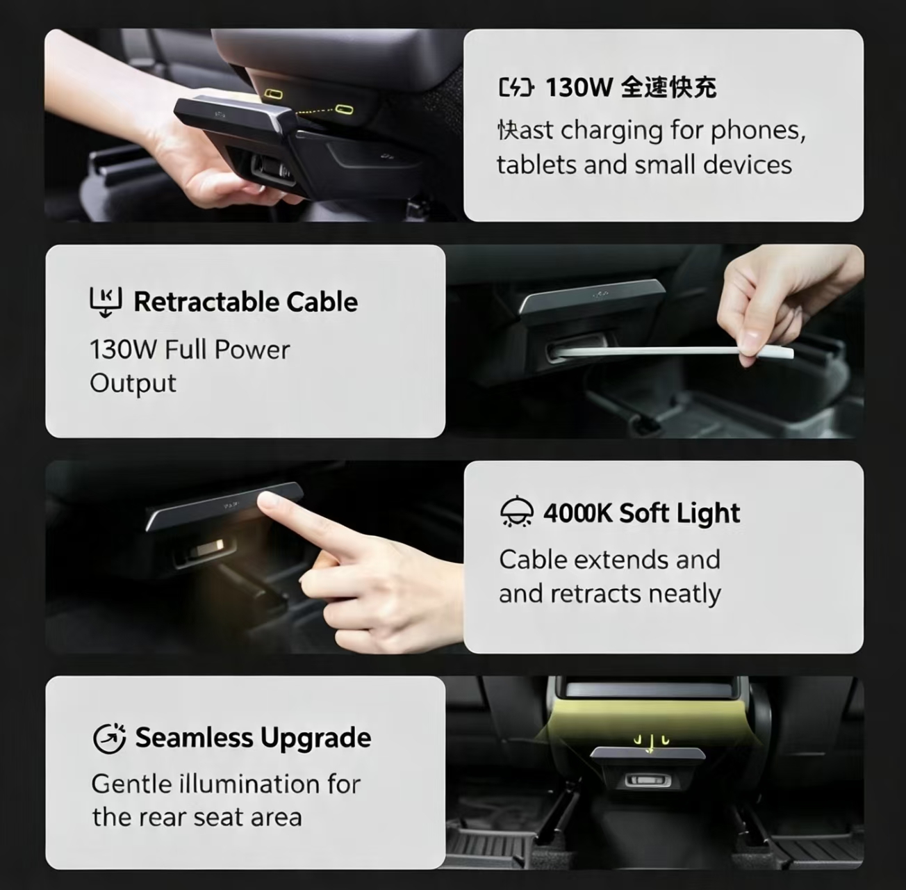 JOWUA 130W Rear Seat Charging  - đánh giá và giá Fast Charging Cable