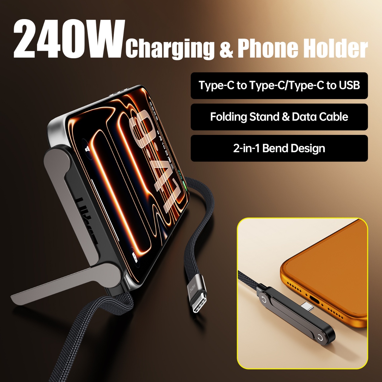 240W PD Fast Charging Type C t - đánh giá và giá Fast Charging Cable