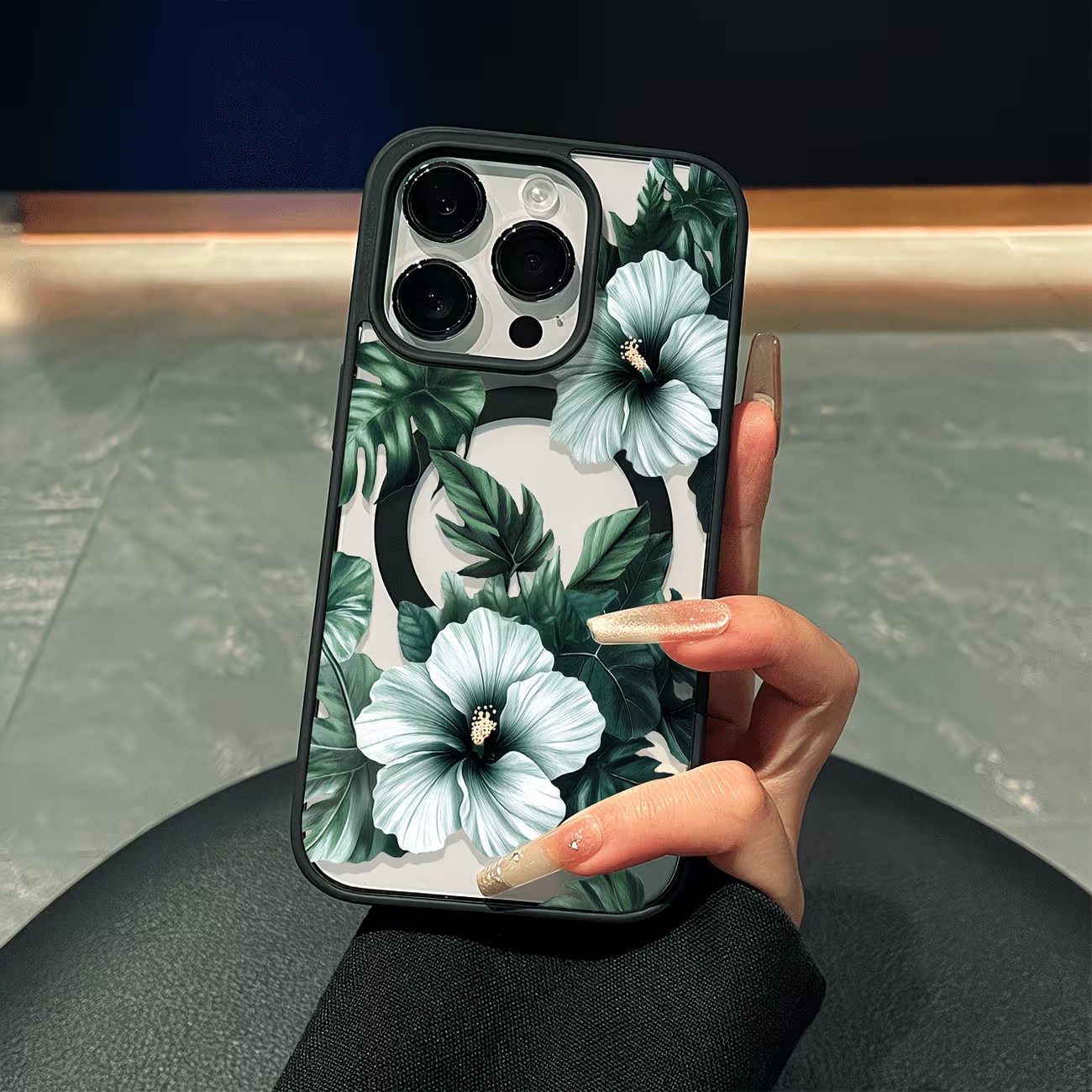 Green Floral Print Phone Case  - đánh giá và giá Phone Case Clear