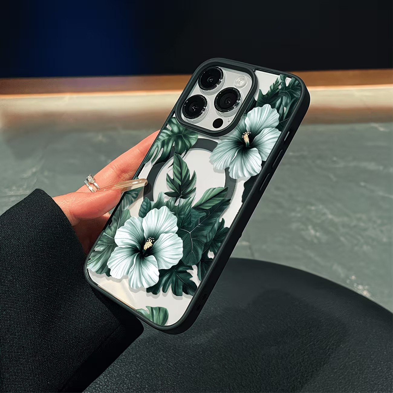 Green Floral Print Phone Case  - đánh giá và giá Phone Case Clear