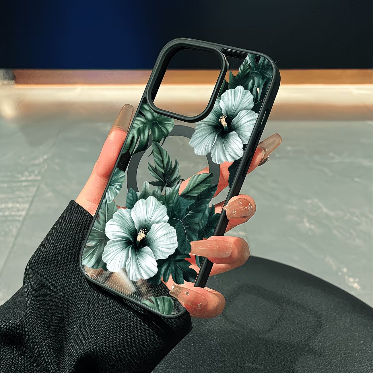 Green Floral Print Phone Case  - đánh giá và giá Phone Case Clear