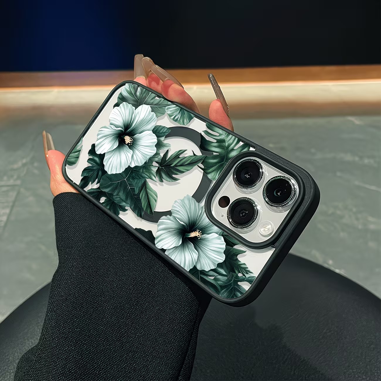 Green Floral Print Phone Case  - đánh giá và giá Phone Case Clear